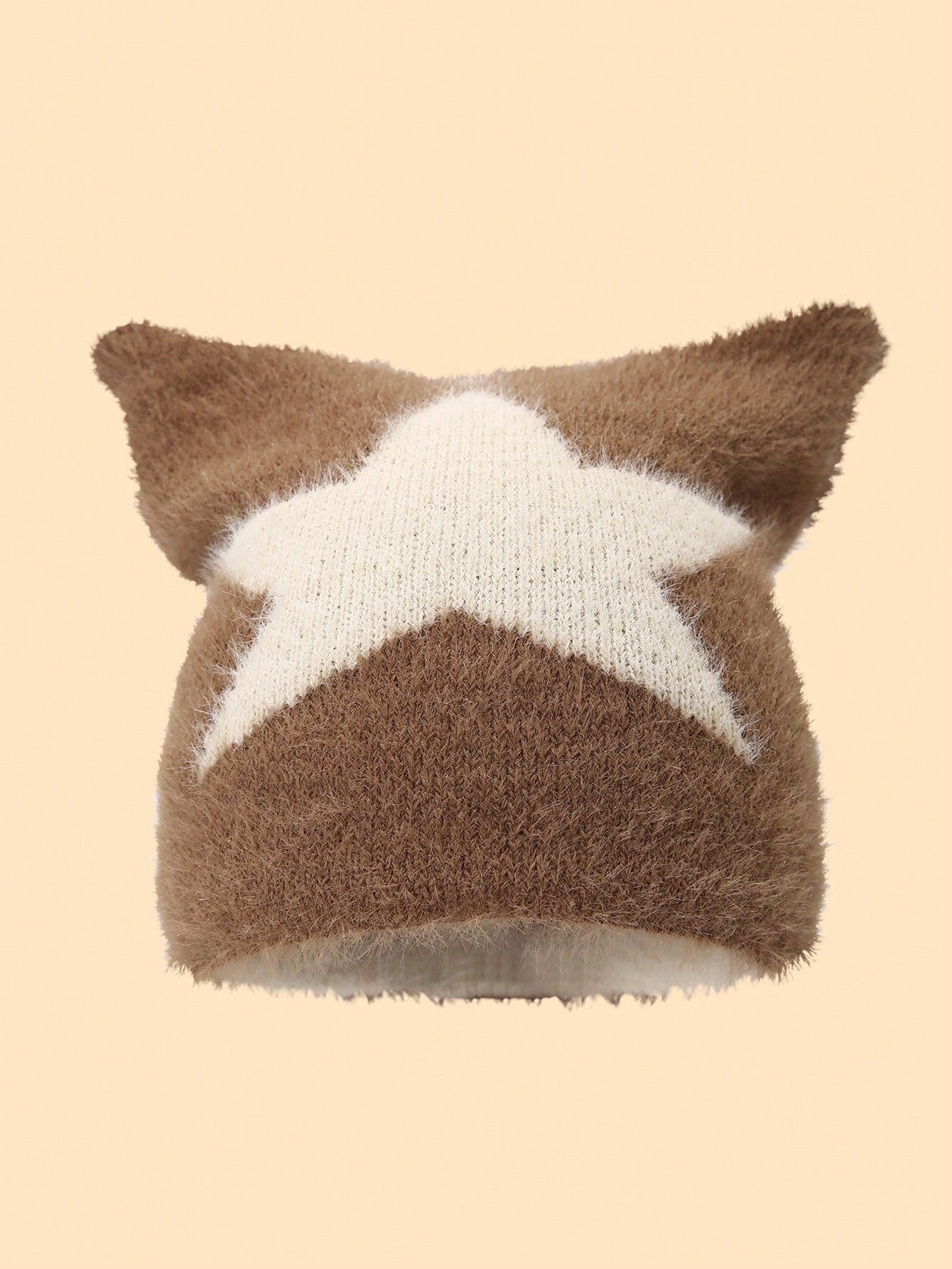 Cat Ear Pentagram Embroidery Fluffy Knitted Beanie