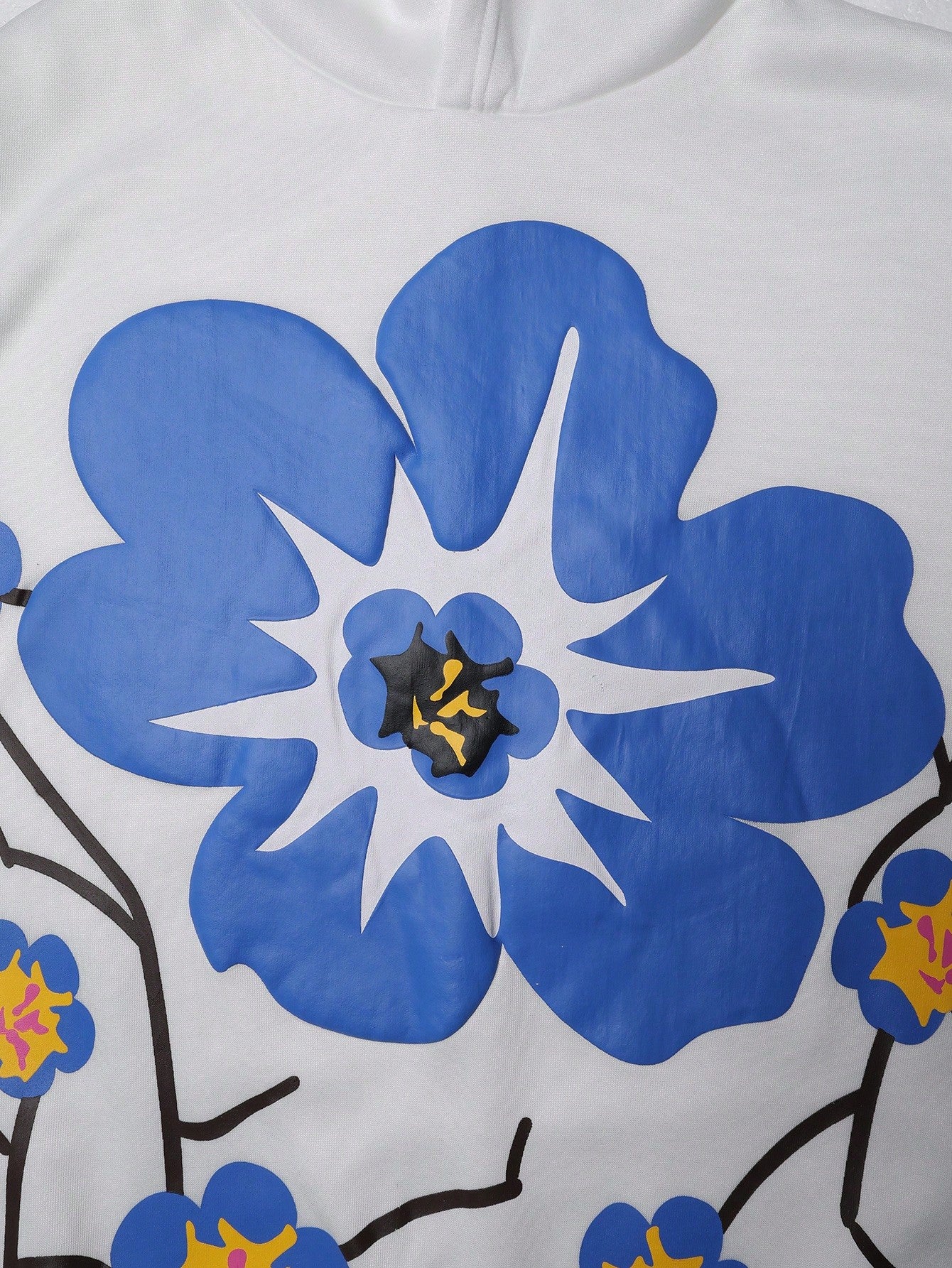 Men's Floral Puff Print Loose Fit Hoodie