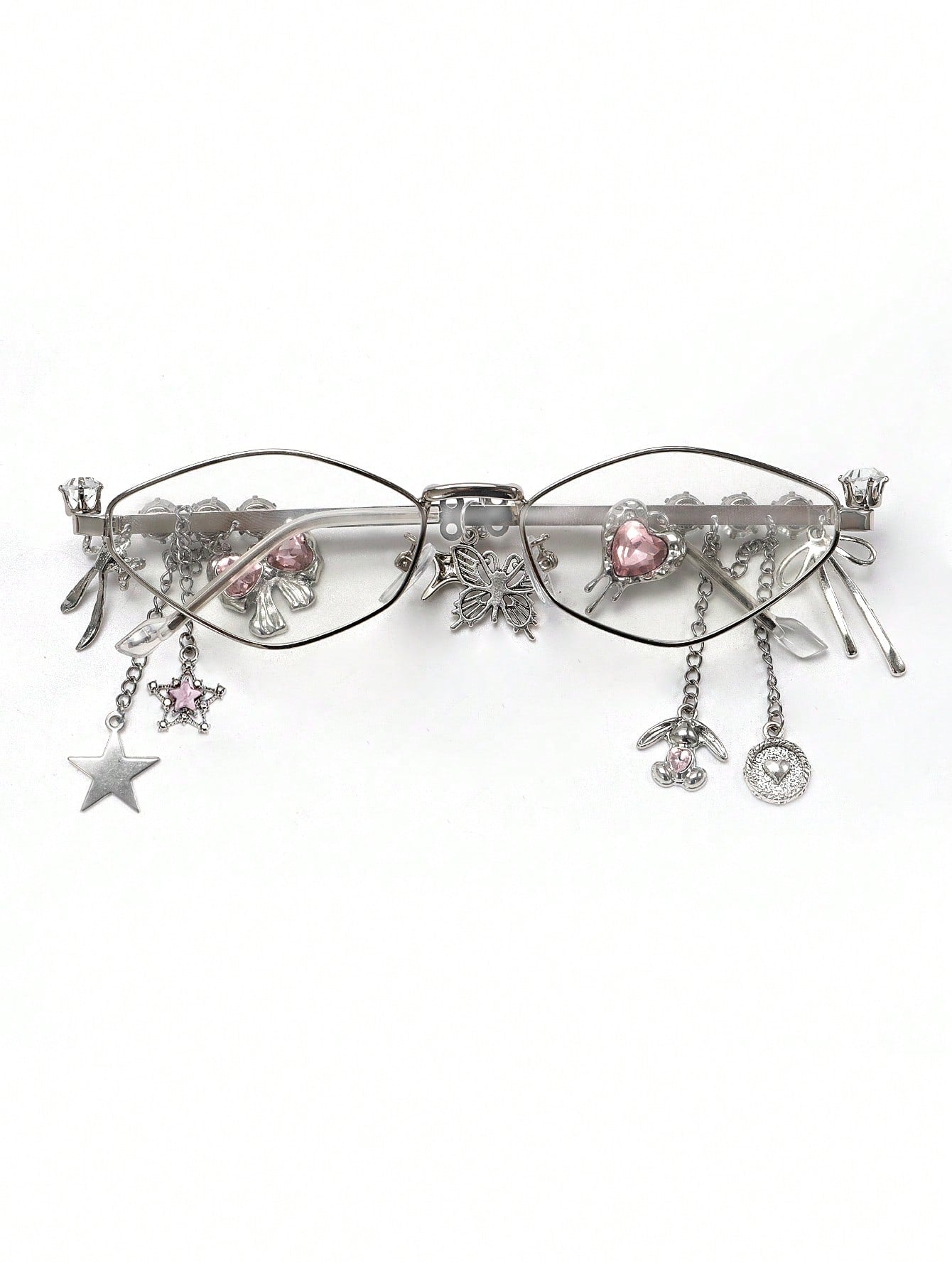 Oval Metal Y2K Fashion Glasses with Rhinestone Charms