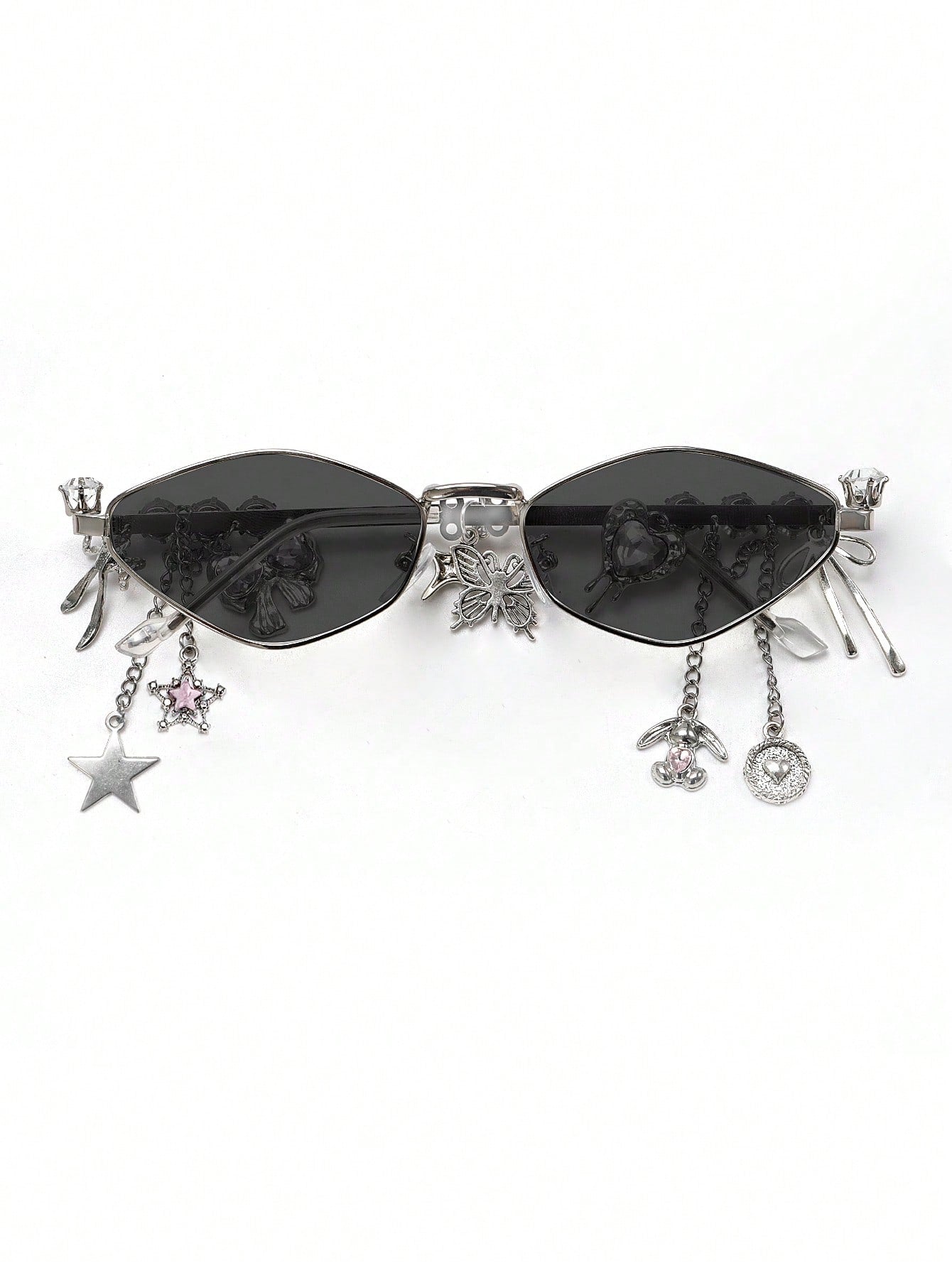 Oval Metal Y2K Fashion Glasses with Rhinestone Charms