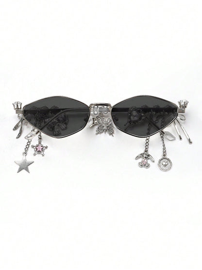 Oval Metal Y2K Fashion Glasses with Rhinestone Charms