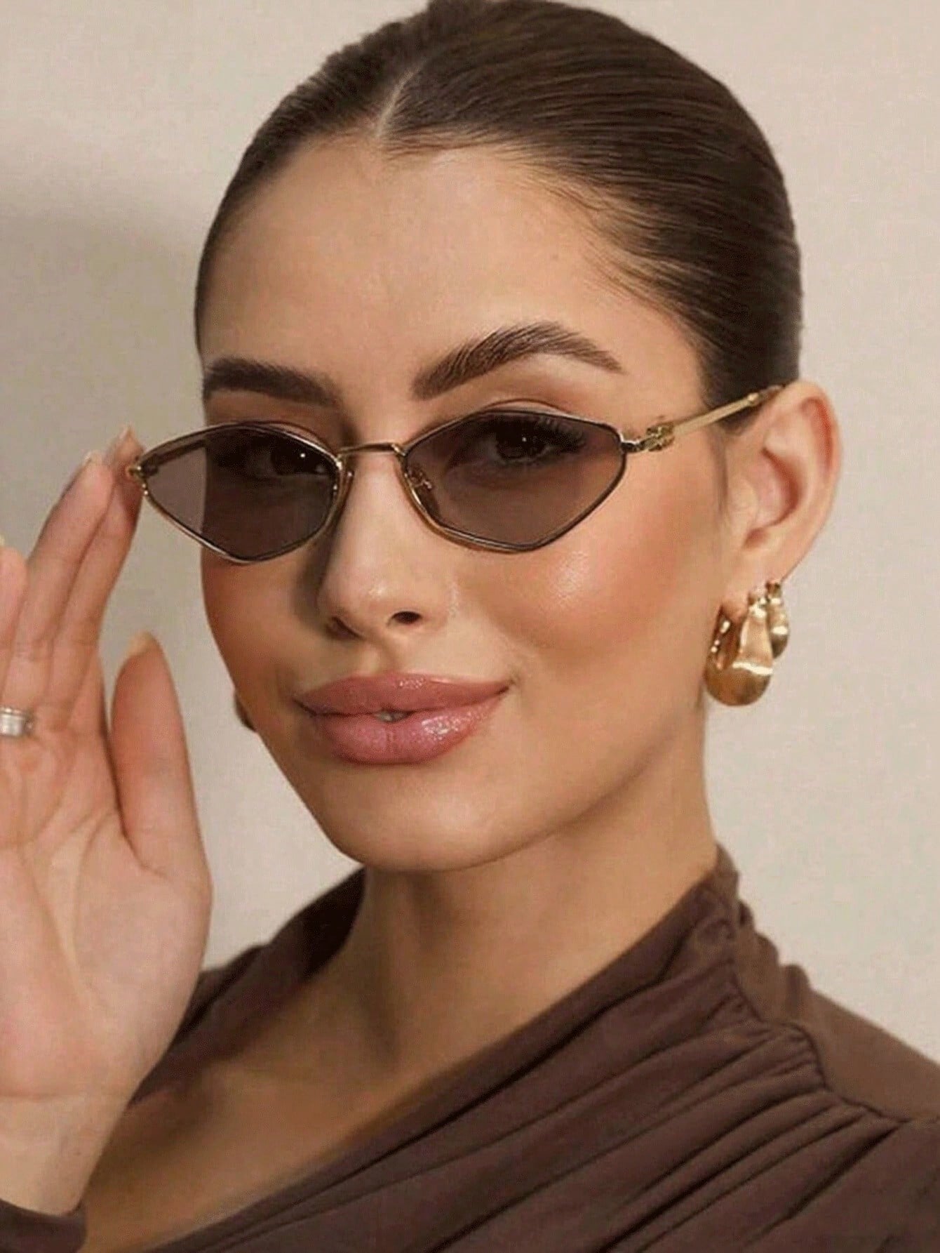 Metallic Rhombus Retro Polygonal Hip Hop Glasses