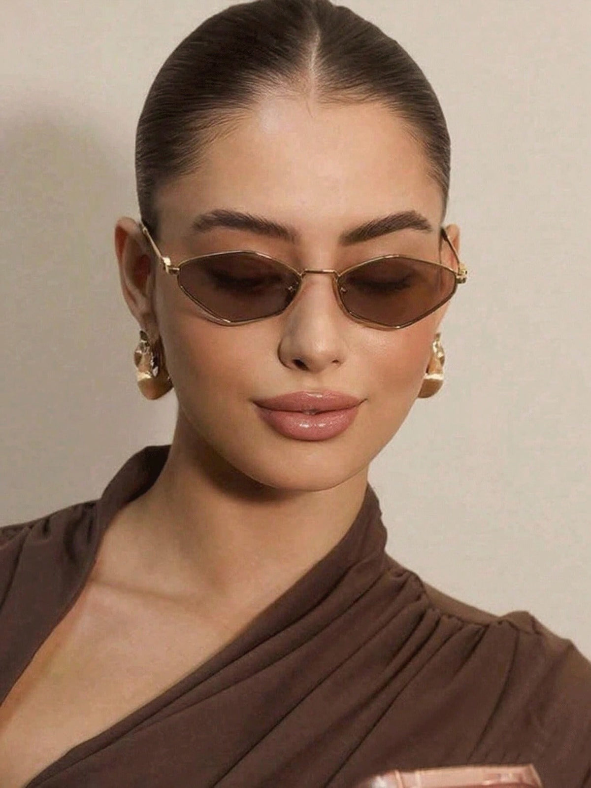 Metallic Rhombus Retro Polygonal Hip Hop Glasses