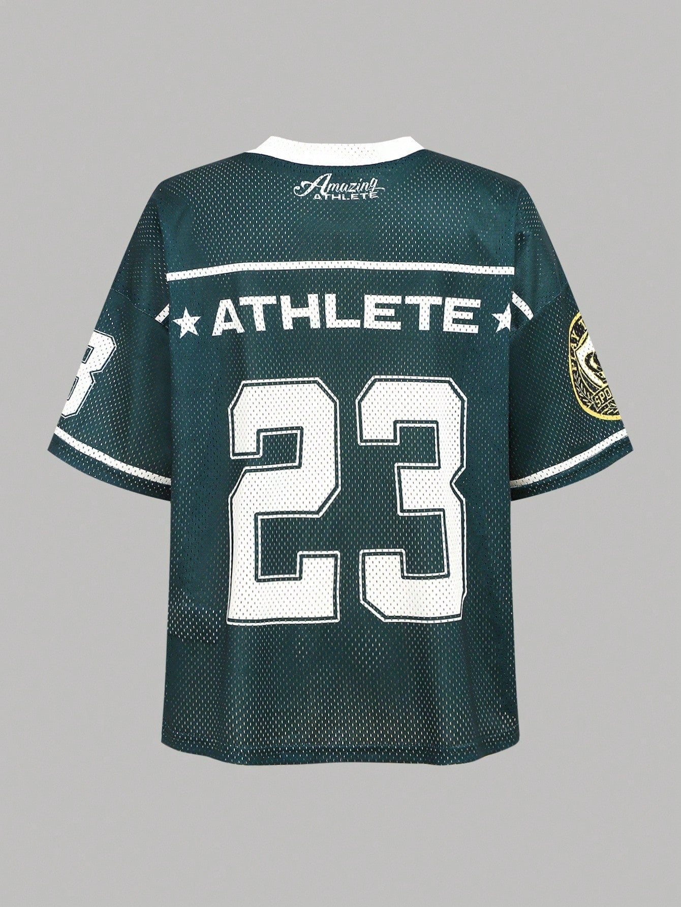 Tween Girls Dark Green Loose Fit Sporty V-Neck Jersey