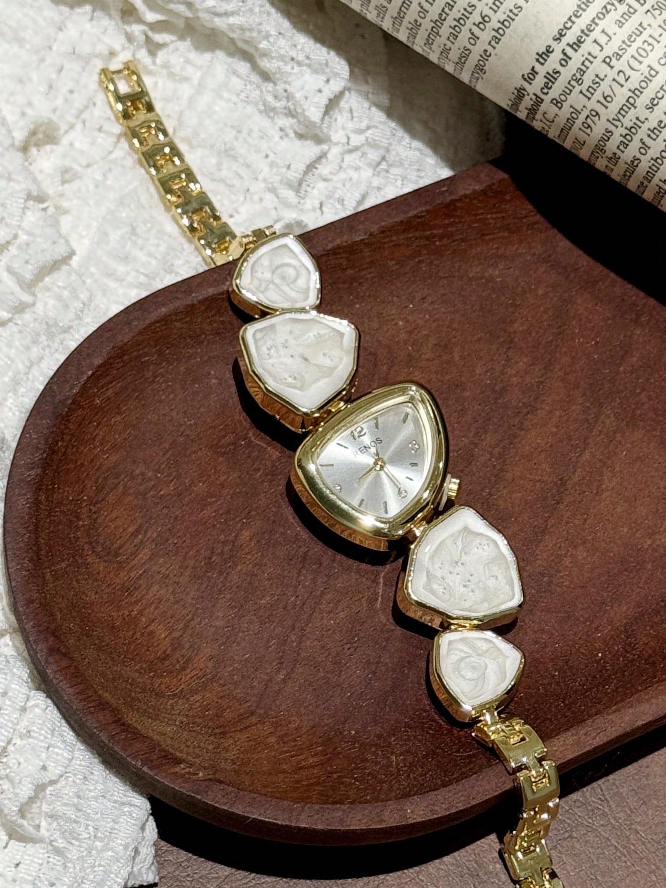 Women's Gold Asymmetric Bracelet Watch Arabic Dial