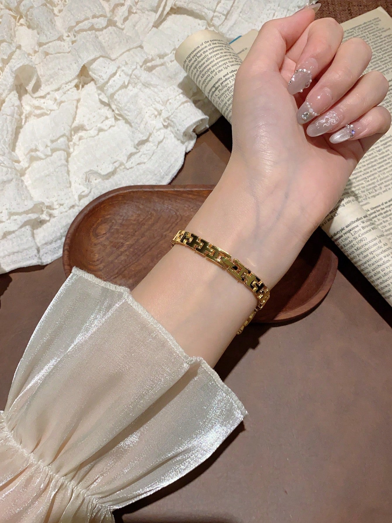Women's Gold Asymmetric Bracelet Watch Arabic Dial