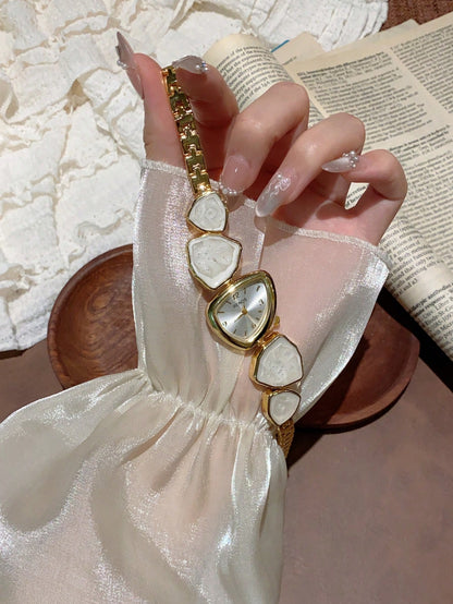 Women's Gold Asymmetric Bracelet Watch Arabic Dial