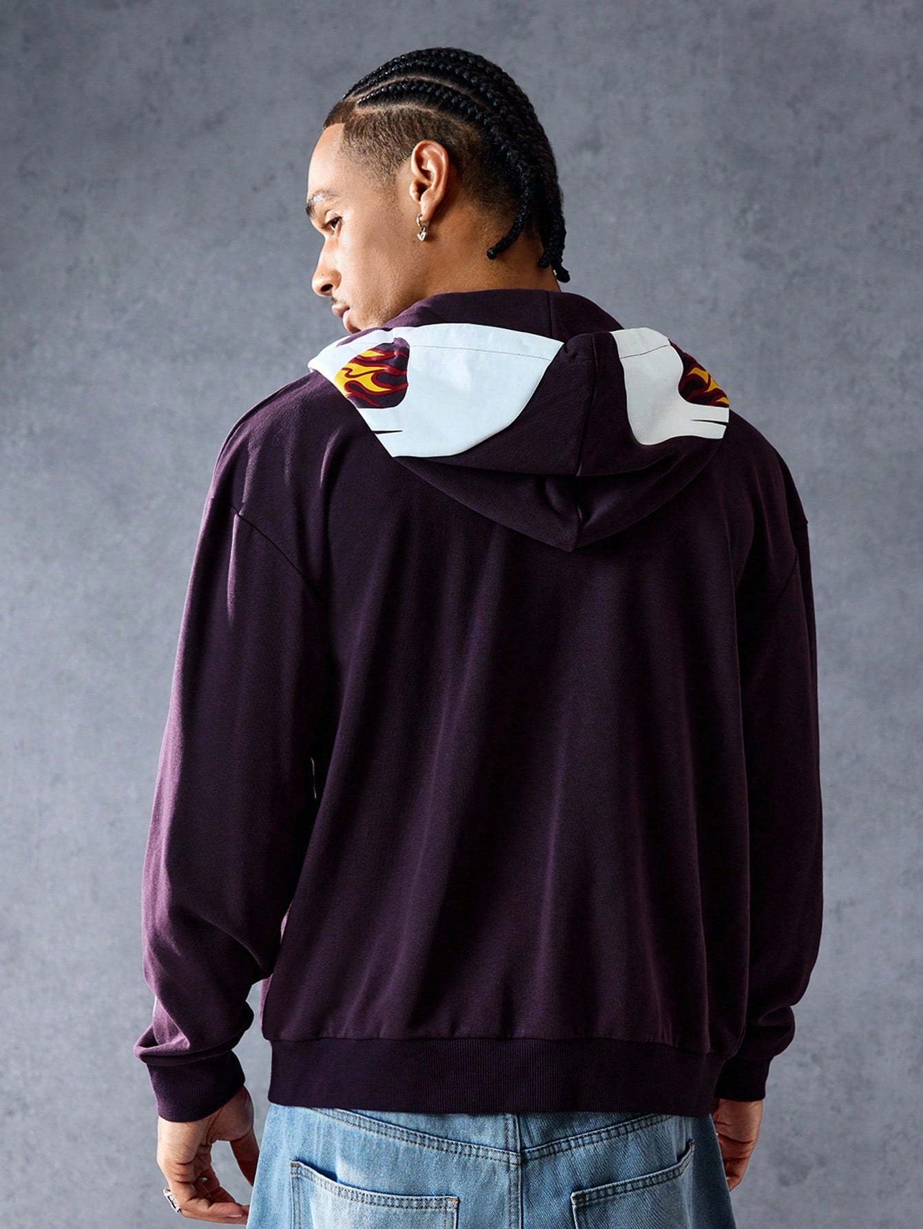Men Anime Skeleton Print Zip Up Casual Hoodie