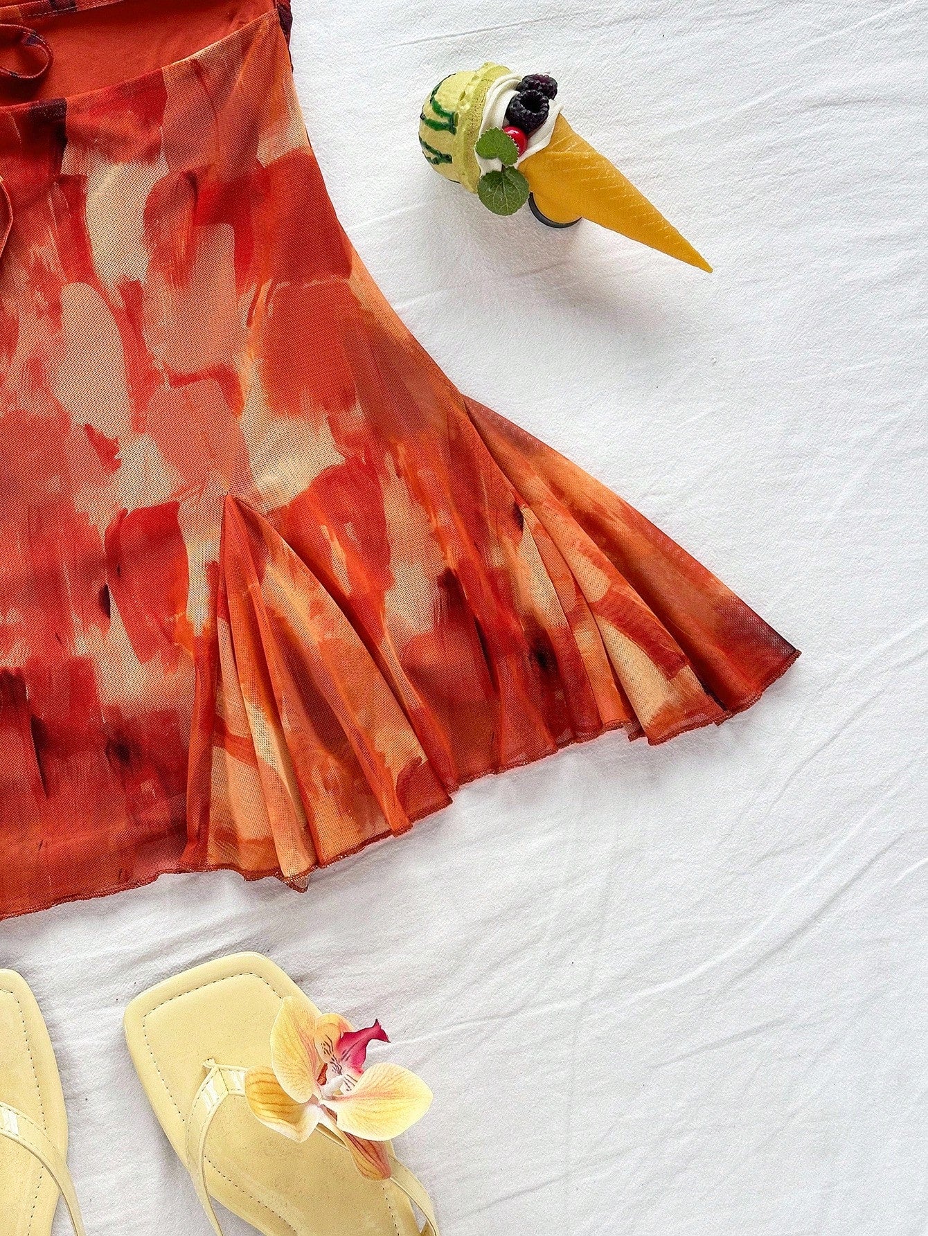 Women's Brown Graphic Spaghetti Strap Mini Dress