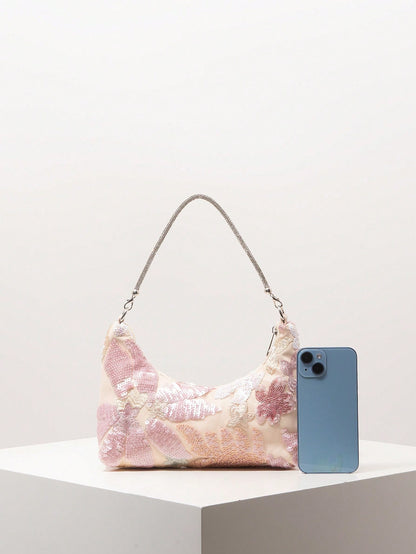 Elegant Floral Sequin Evening Bag for Bridal & Prom