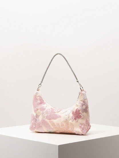 Elegant Floral Sequin Evening Bag for Bridal & Prom