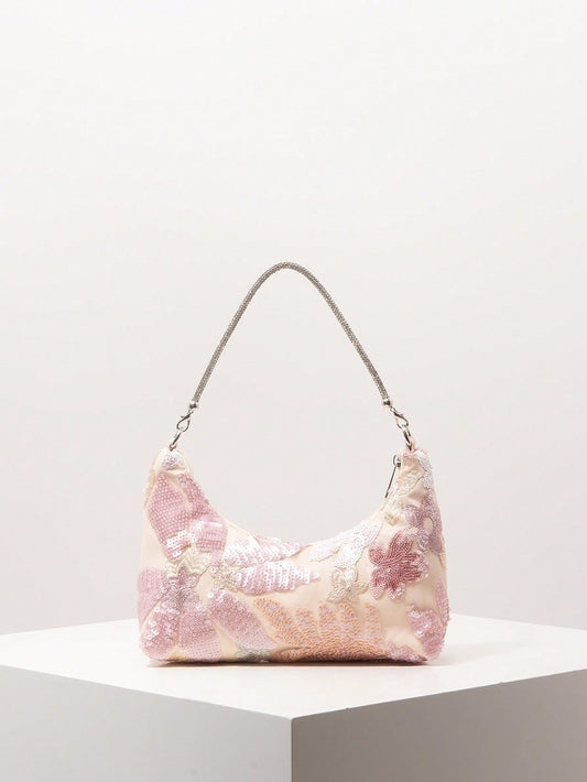 Elegant Floral Sequin Evening Bag for Bridal & Prom