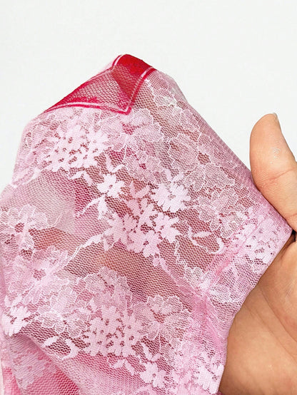 Oversized Pink Letter Print V-Neck Jersey Tee