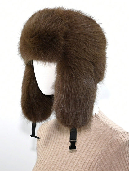 Thick Faux Fur Winter Trapper Hat Scarf Set