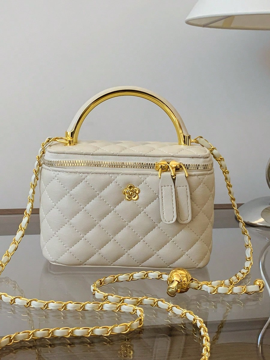 Embroidered Checkered Small Square Handheld Bag