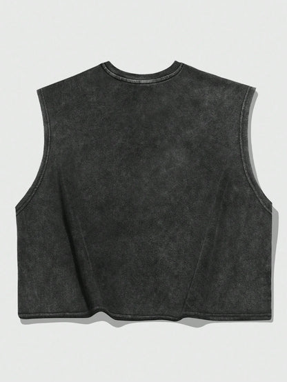 Men Gothic Print Loose Cropped Tank Top