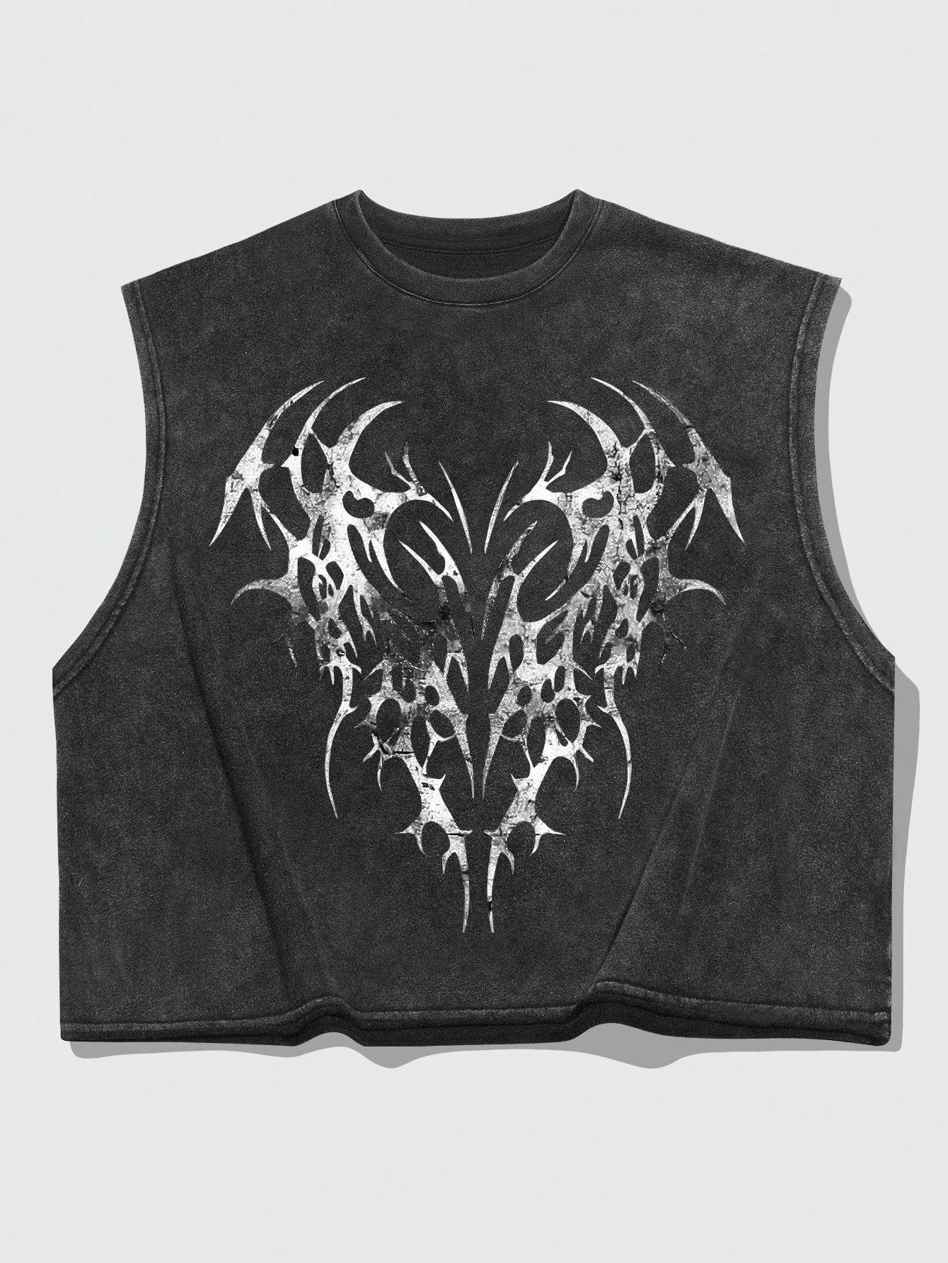 Men Gothic Print Loose Cropped Tank Top