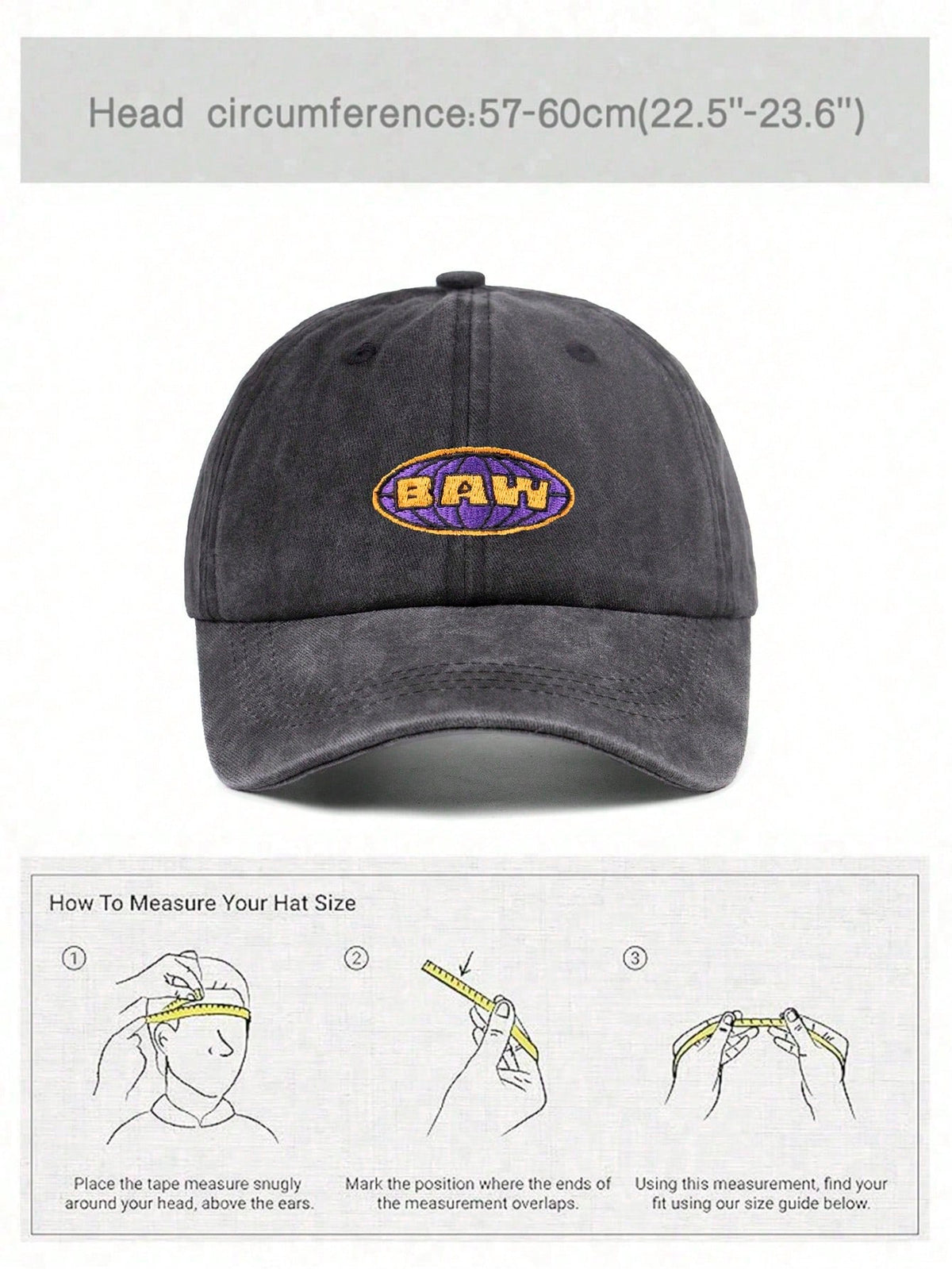 Unisex BAWW Embroidered Vintage Washed Baseball Cap