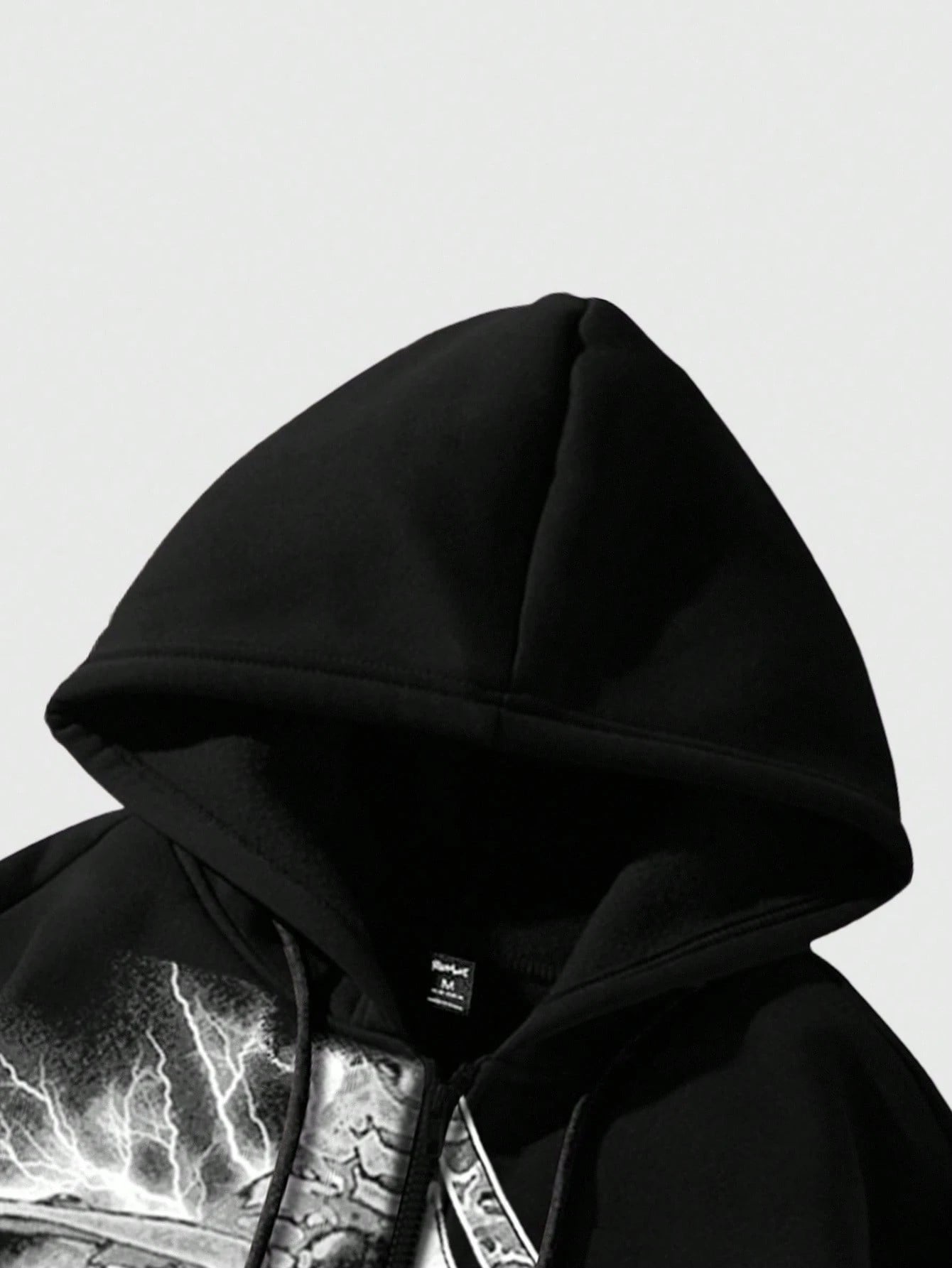 Men Goth Slogan Print Zip Up Hoodie