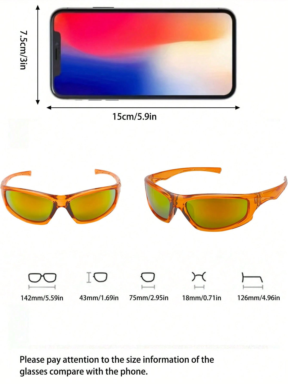 Orange Frame Y2K Unisex Streetwear Fashion Glasses