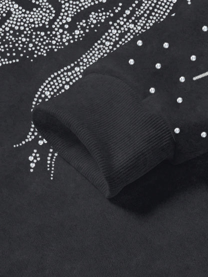 Men Rhinestone Jesus Graphic Hoodie