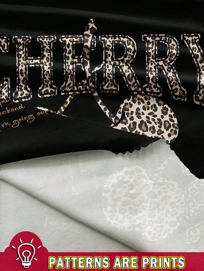Cropped Leopard Cherry Graphic T-Shirt