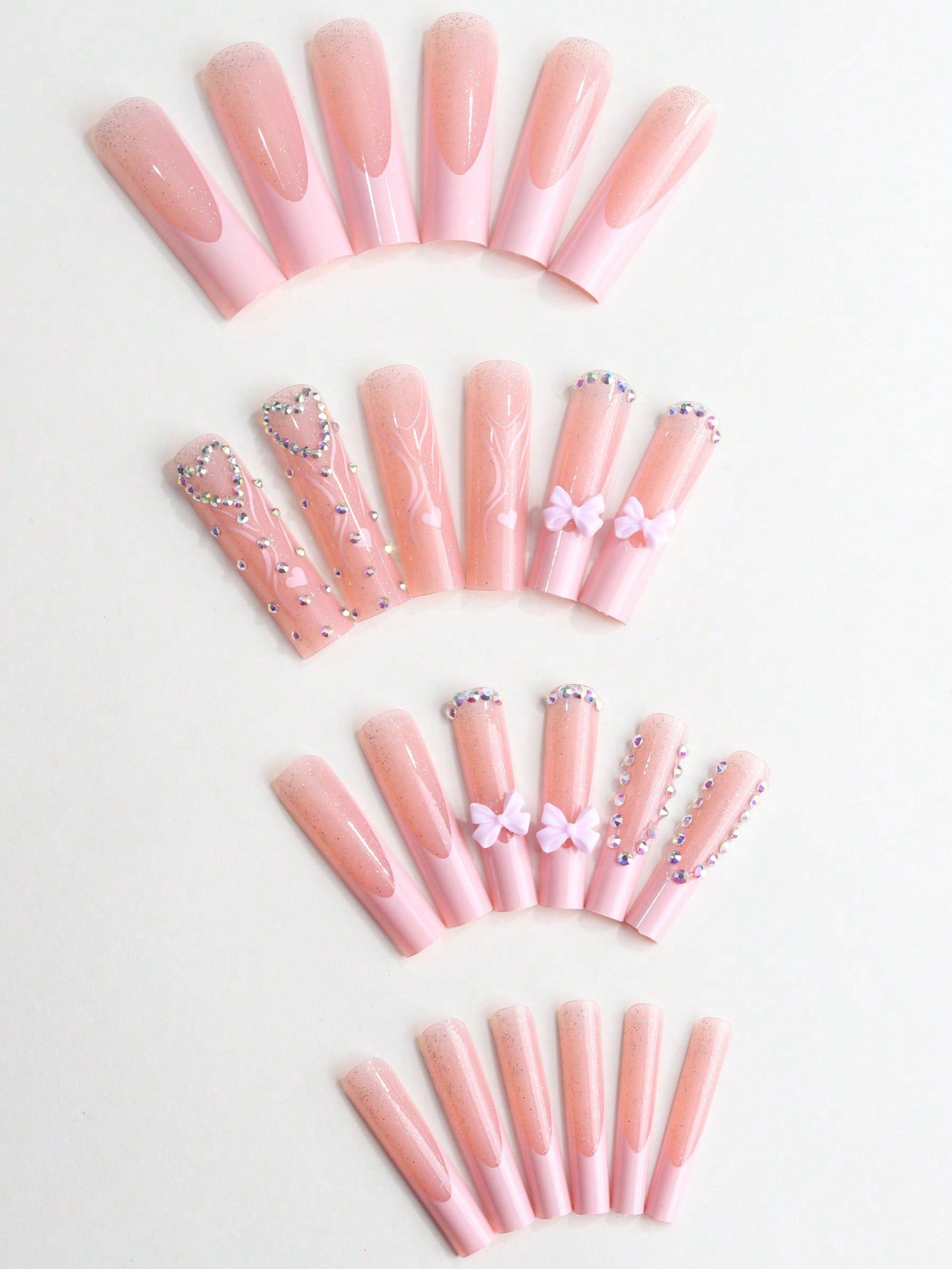Y2K Pink French Bow Extra Long Coffin Press-On Nails