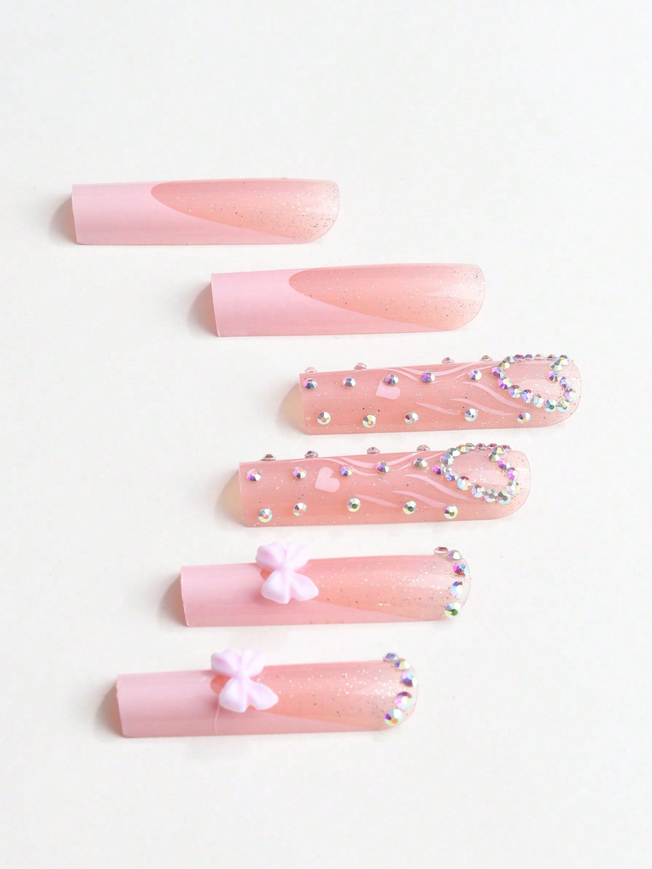 Y2K Pink French Bow Extra Long Coffin Press-On Nails