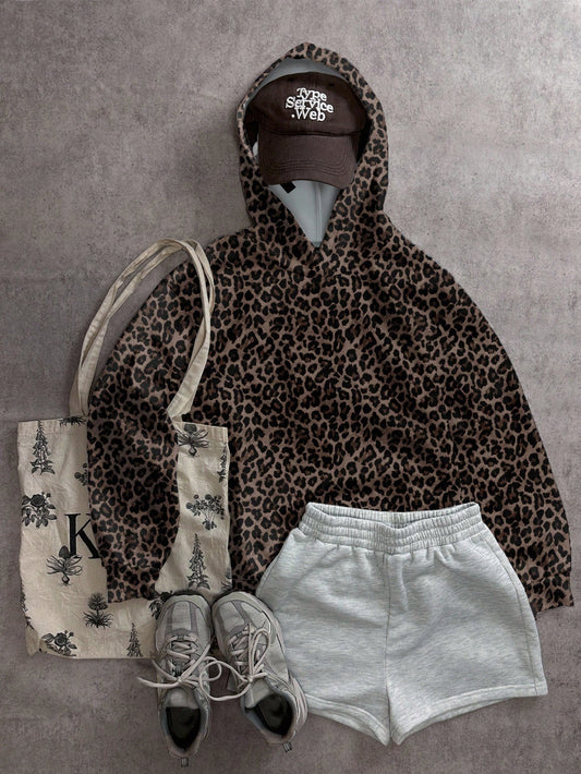 Women's Y2K Leopard Print Retro Streetwear Hoodie