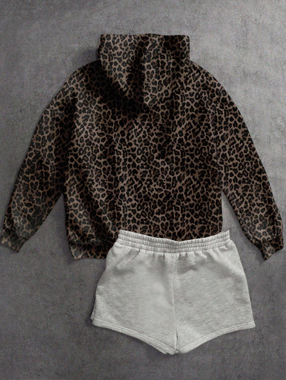 Women's Y2K Leopard Print Retro Streetwear Hoodie