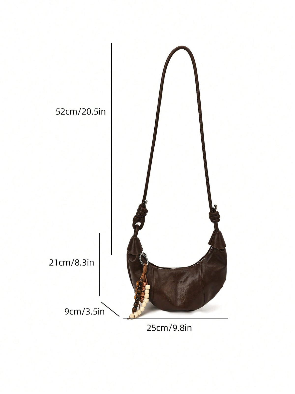 Large Capacity Crescent Shaped Solid Color PU Handbag