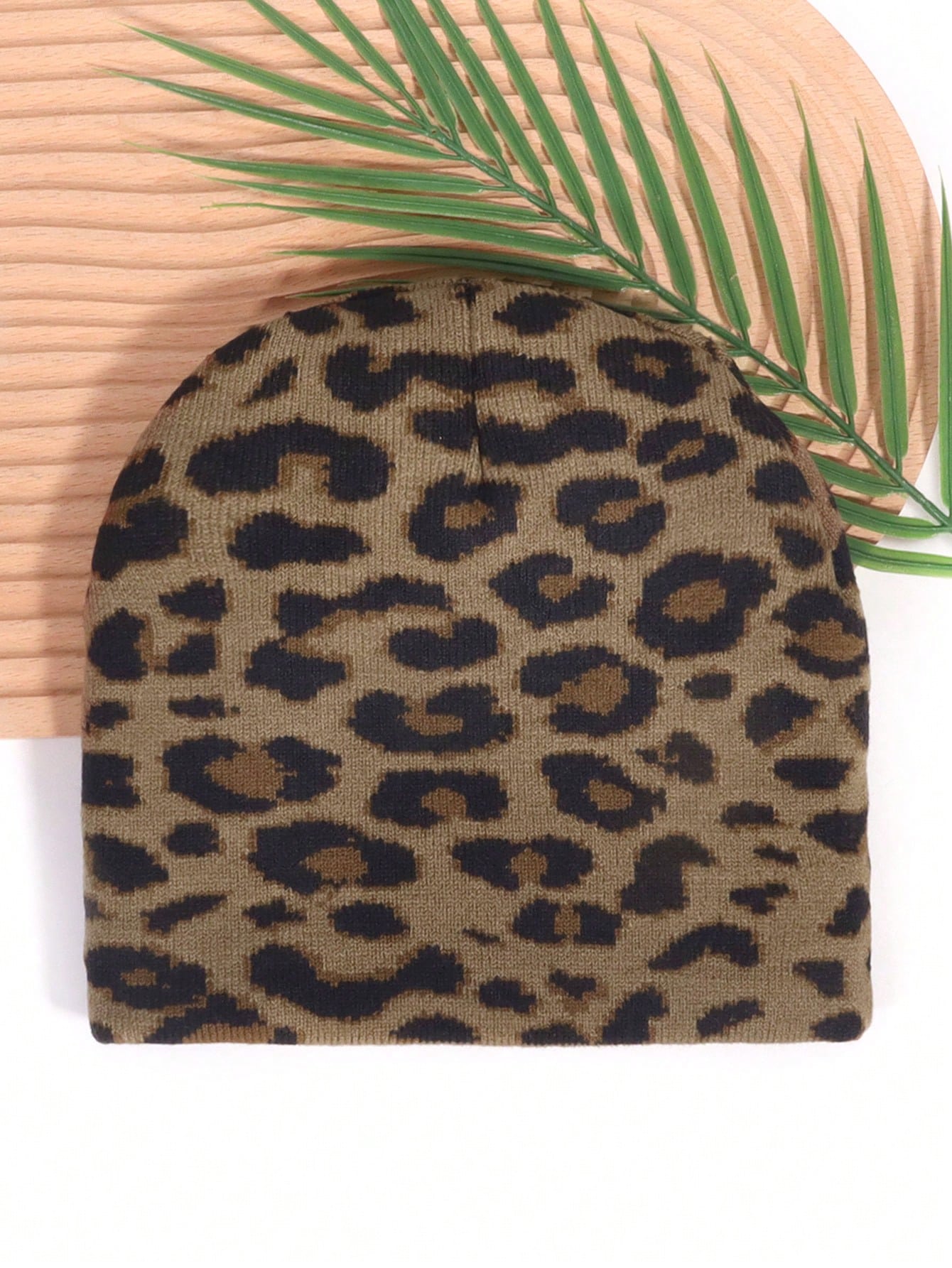 Leopard Print Jacquard Knit Streetwear Winter Beanie