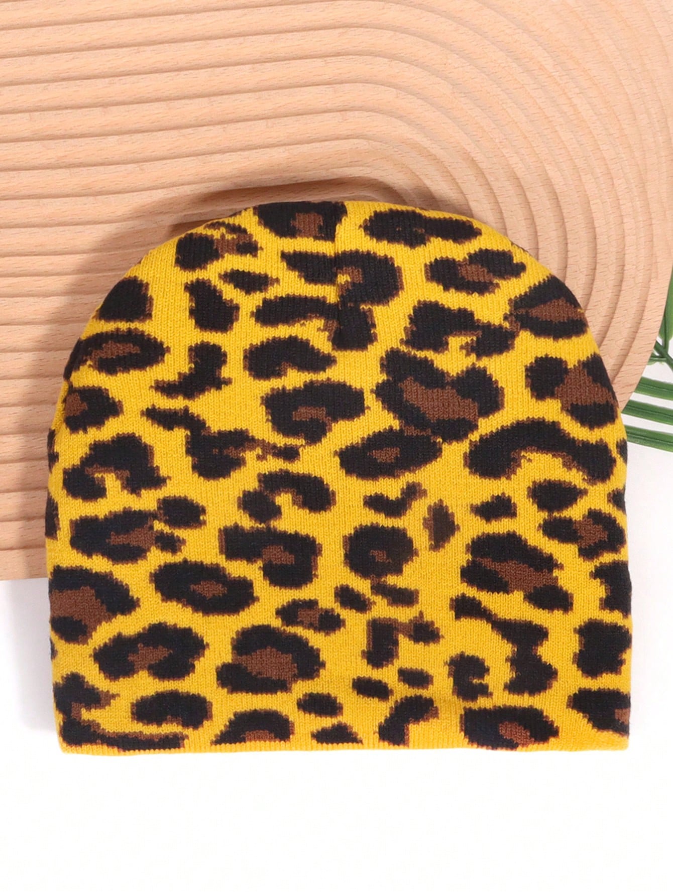 Leopard Print Jacquard Knit Streetwear Winter Beanie