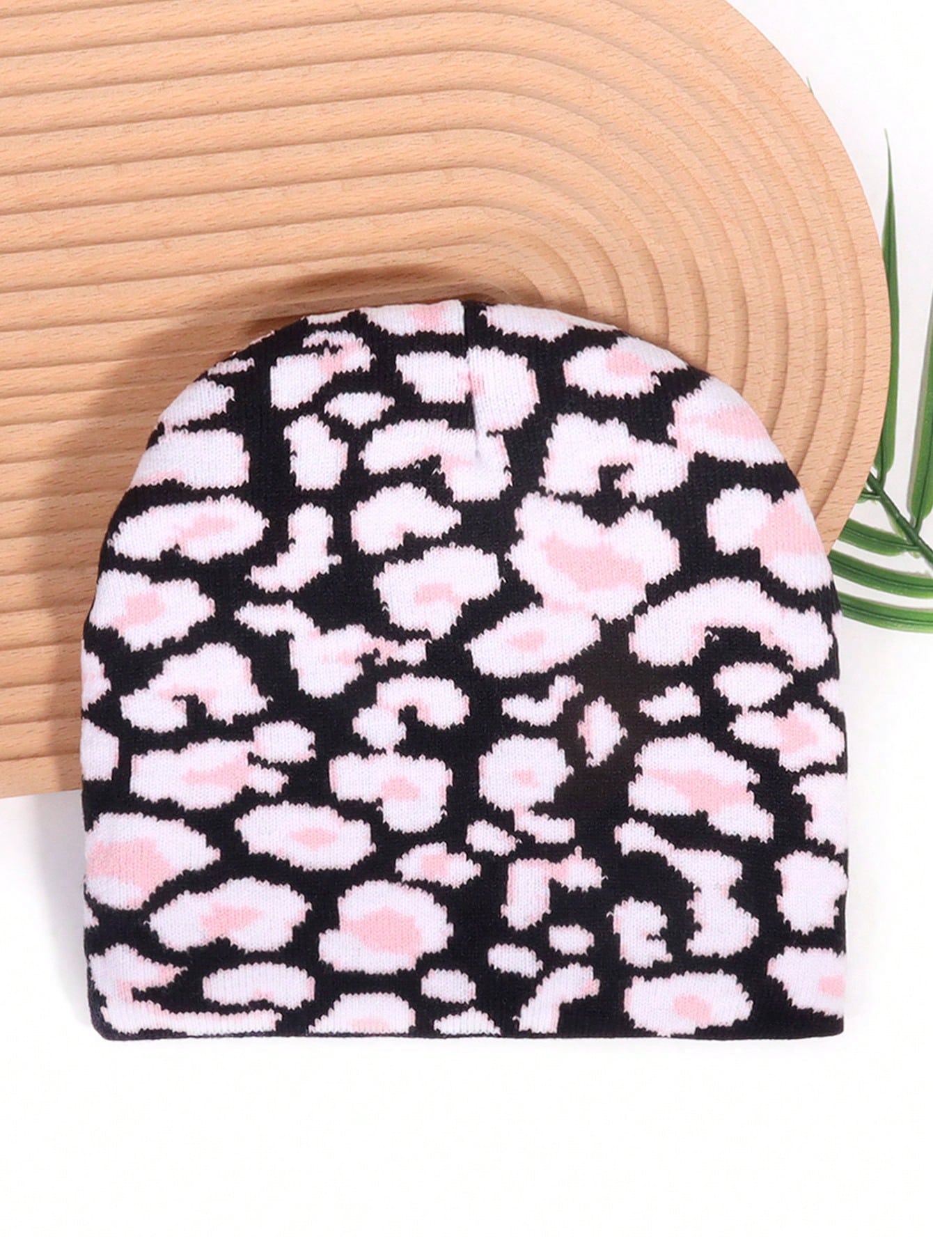 Leopard Print Jacquard Knit Streetwear Winter Beanie