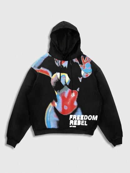 Men Thermal Lined Graphic Print Hoodie