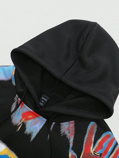 Men Thermal Lined Graphic Print Hoodie