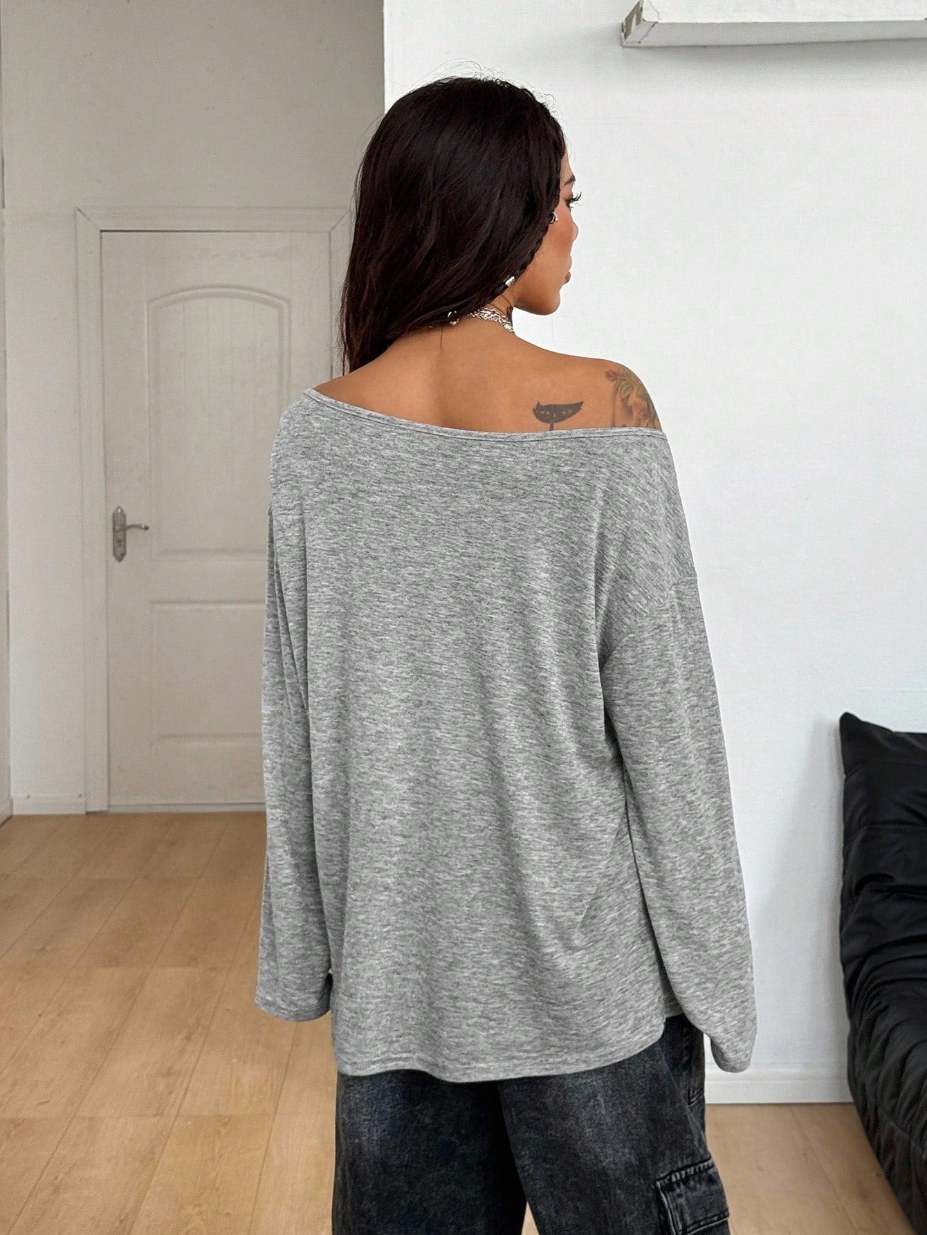 Women Goth Y2K Cupid Print Long Sleeve Tee