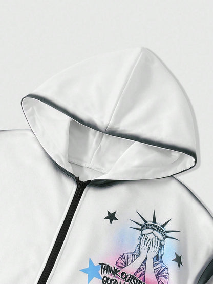 Men Statue Of Liberty Graphic Hoodie