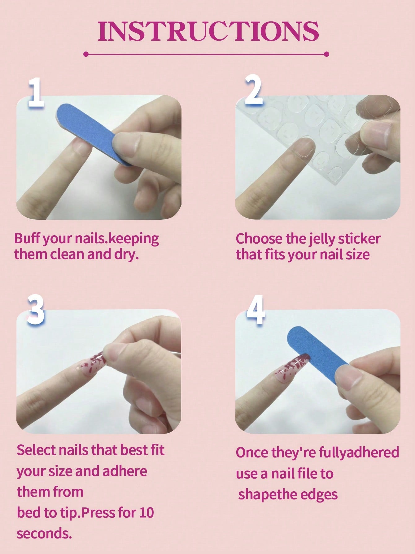 24pcs Ombre Almond Press-On Nails with 3D Heart Design