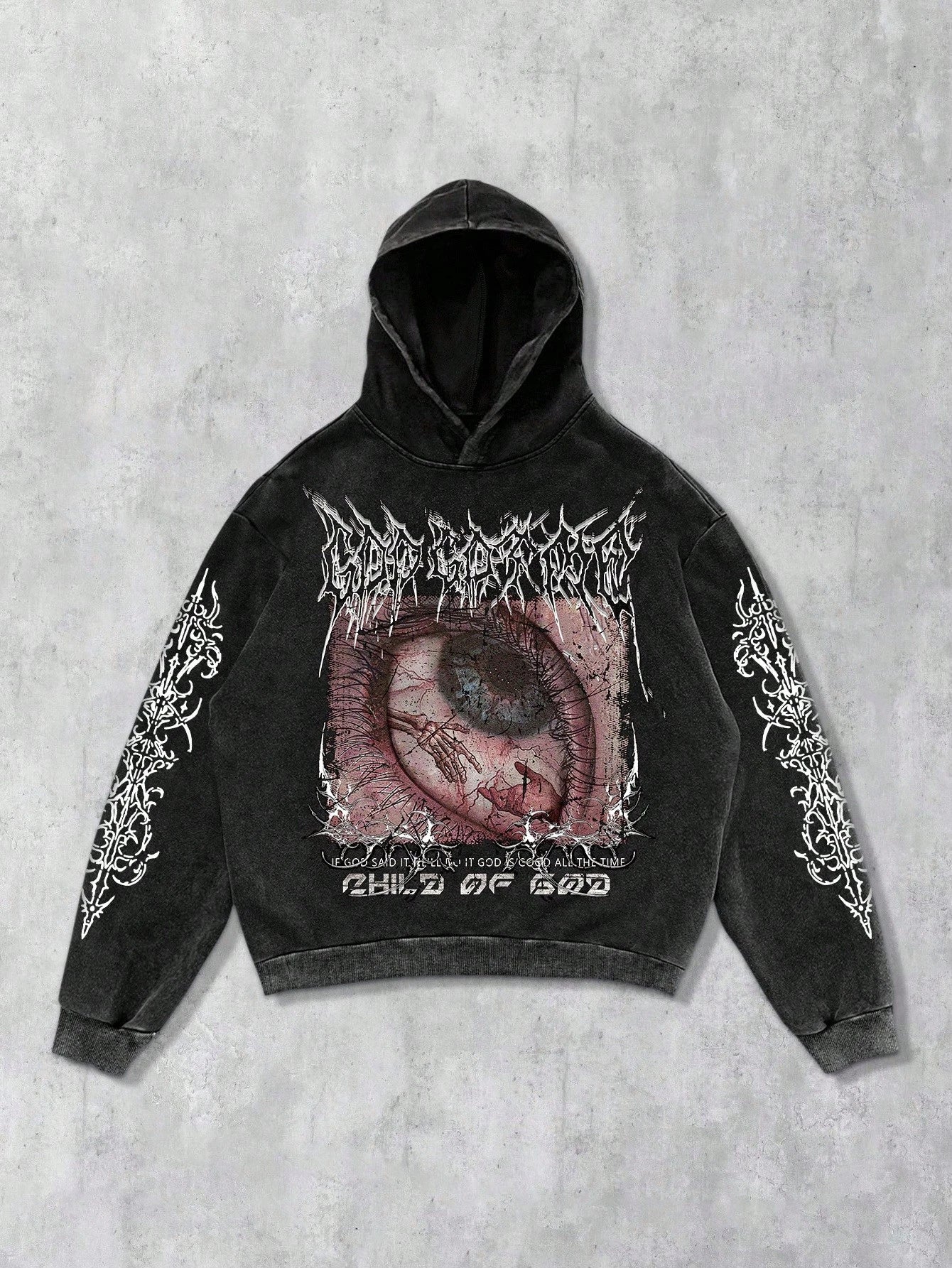 Men Grunge Punk Acid Wash Y2K Hoodie