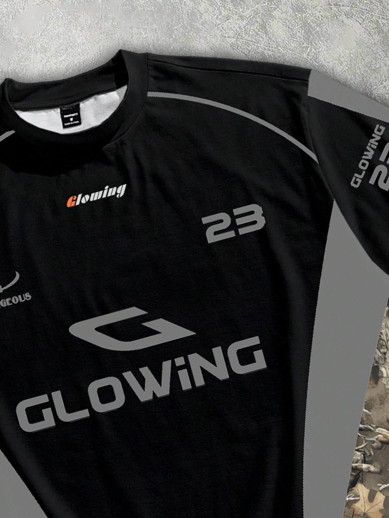 Avant-Garde Street Casual Patchwork Camouflage Letter Jersey