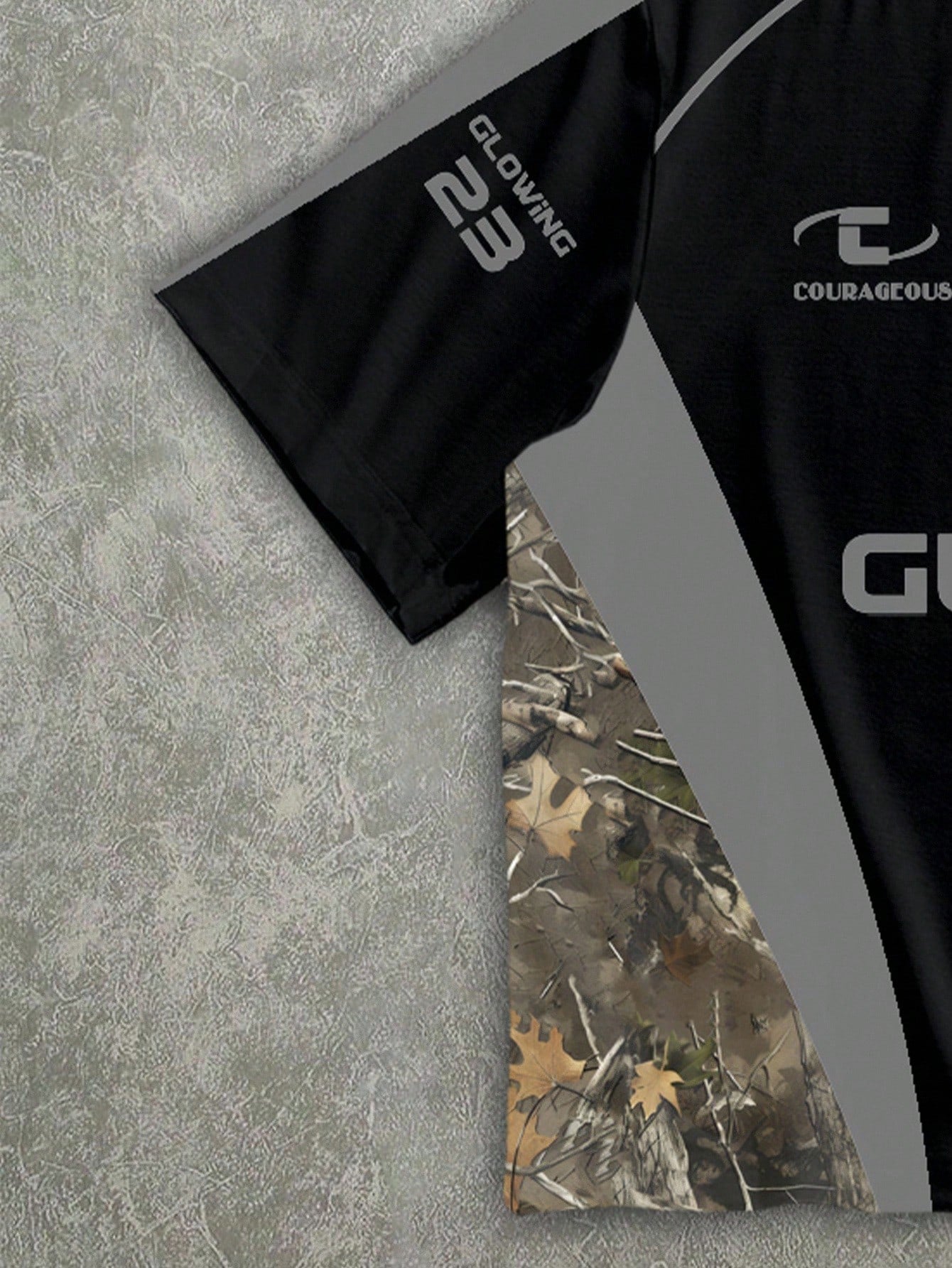 Avant-Garde Street Casual Patchwork Camouflage Letter Jersey