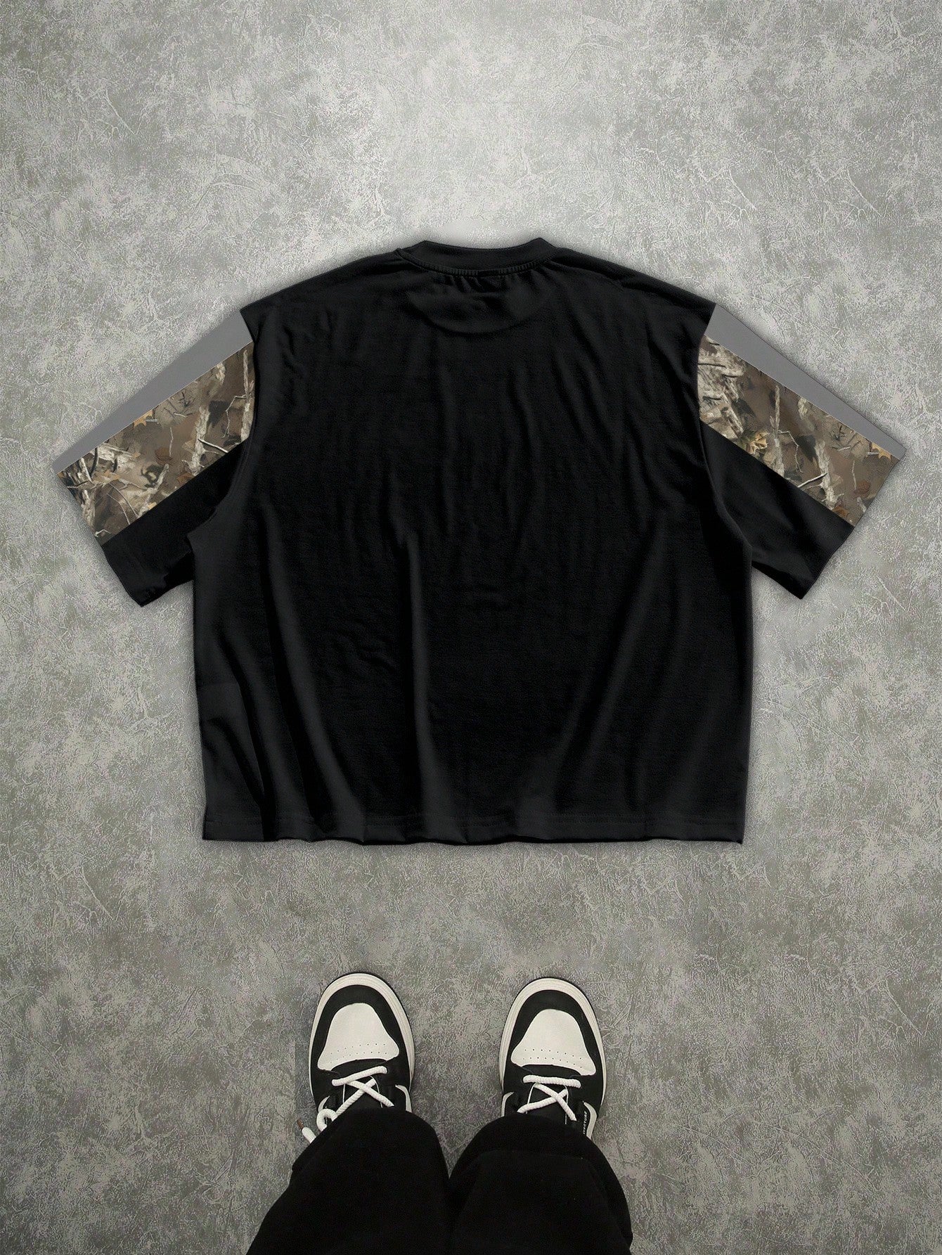 Avant-Garde Street Casual Patchwork Camouflage Letter Jersey