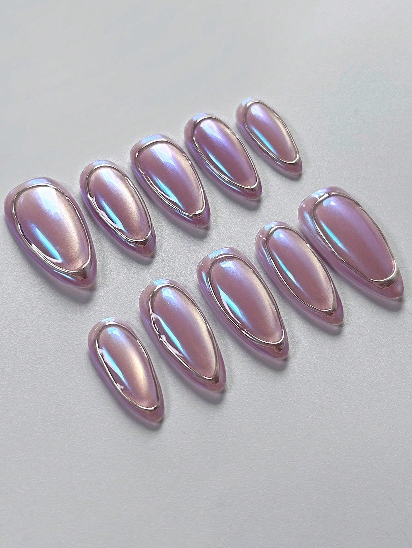 Bright Purple Cat Eye Almond Handmade Press-On Nails