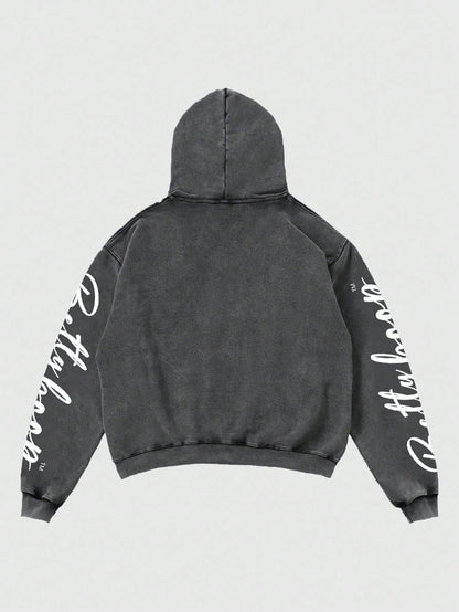 Men Betty Boop Washed Y2K Cropped Hoodie