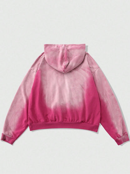 ROMWE Men Vintage Pink Y2K K-Pop Zip Hoodie