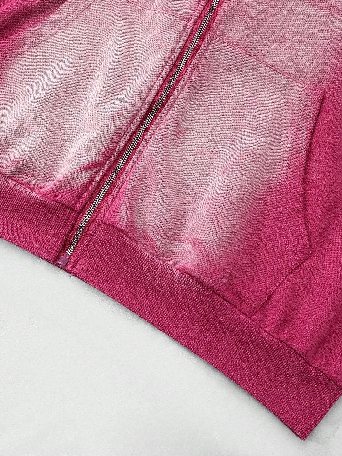 ROMWE Men Vintage Pink Y2K K-Pop Zip Hoodie