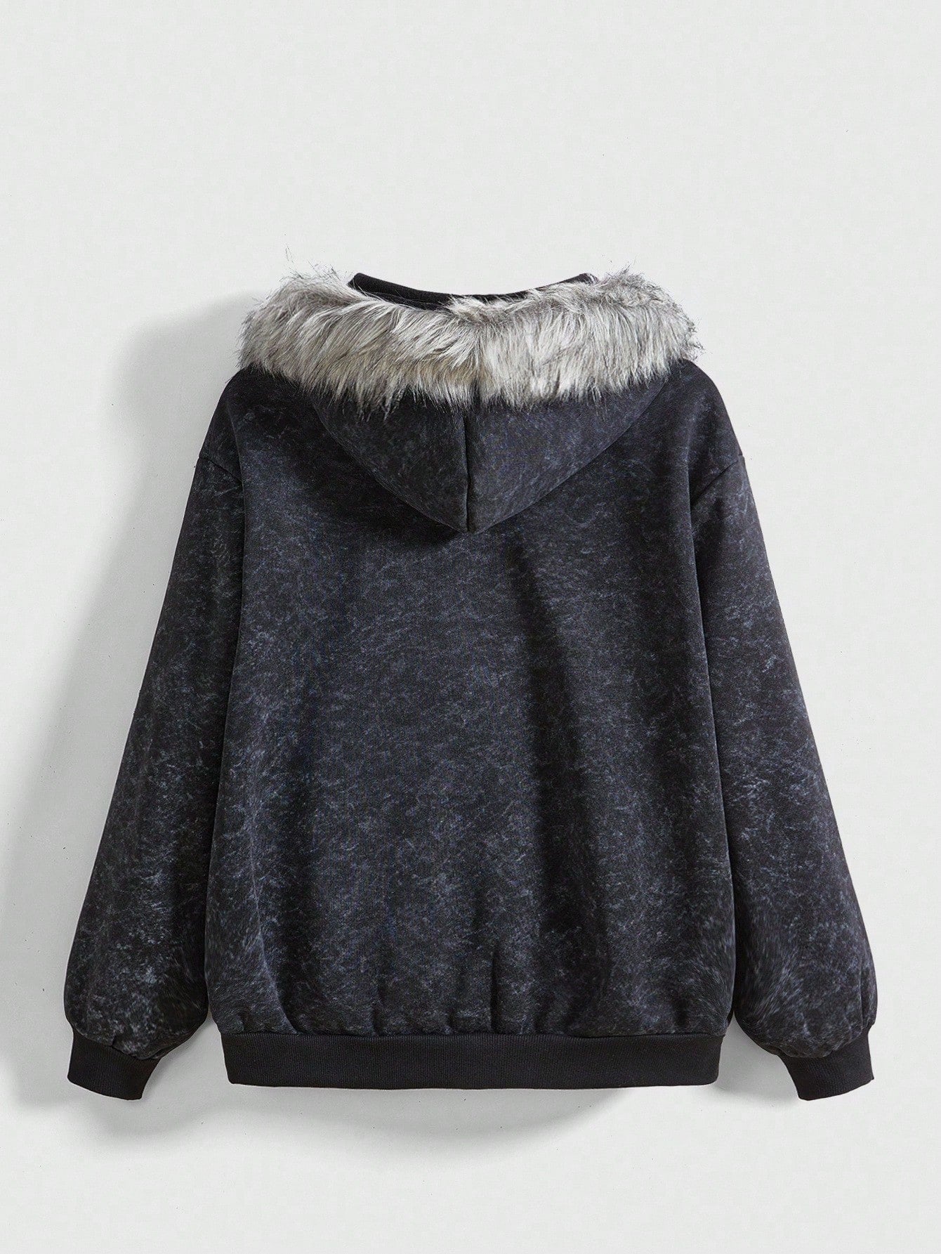 ROMWE Fairycore Distressed Cross Zip Hoodie