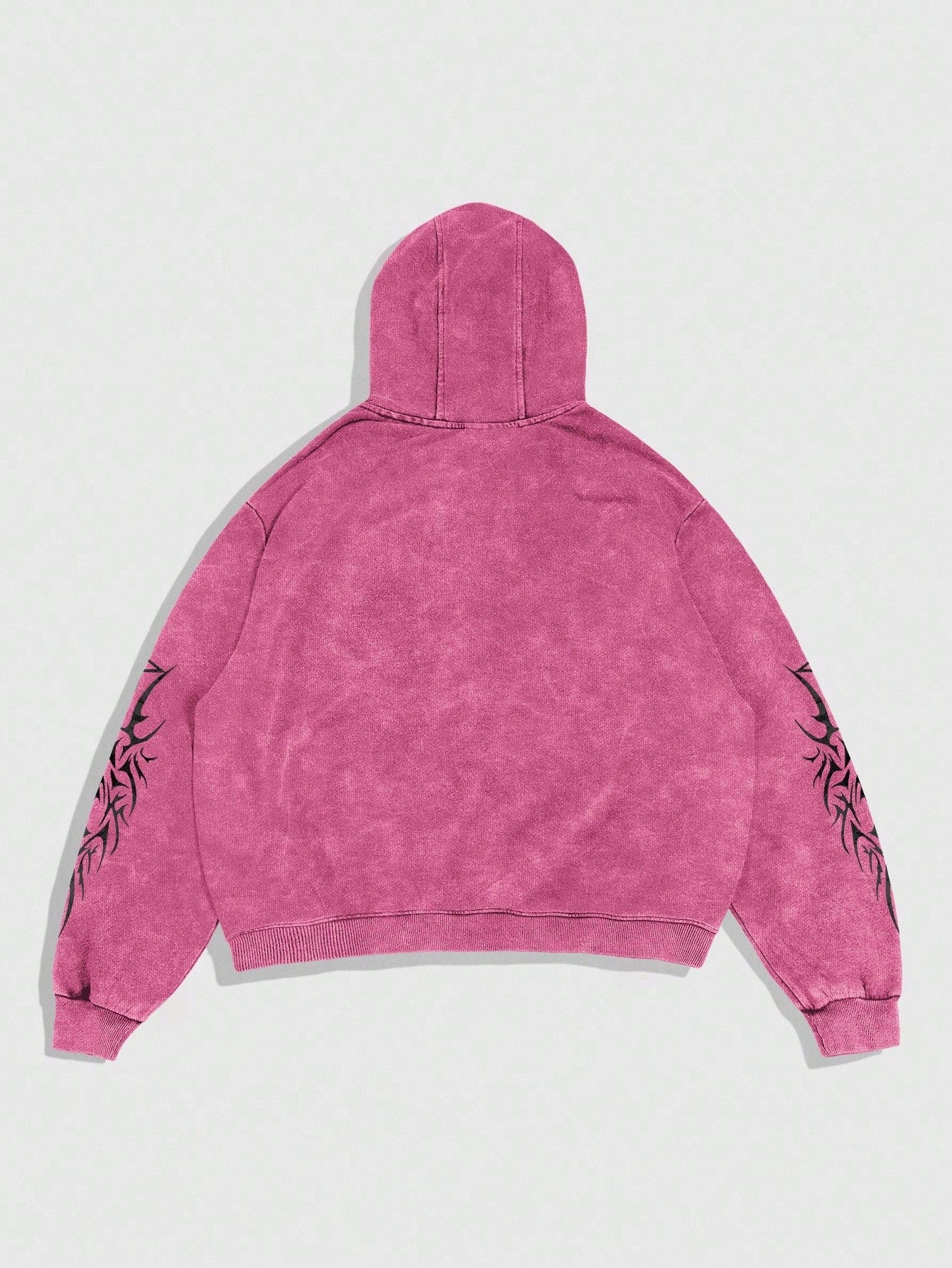 Gothic Acid Wash Pink Zip Hoodie Y2K Graphic