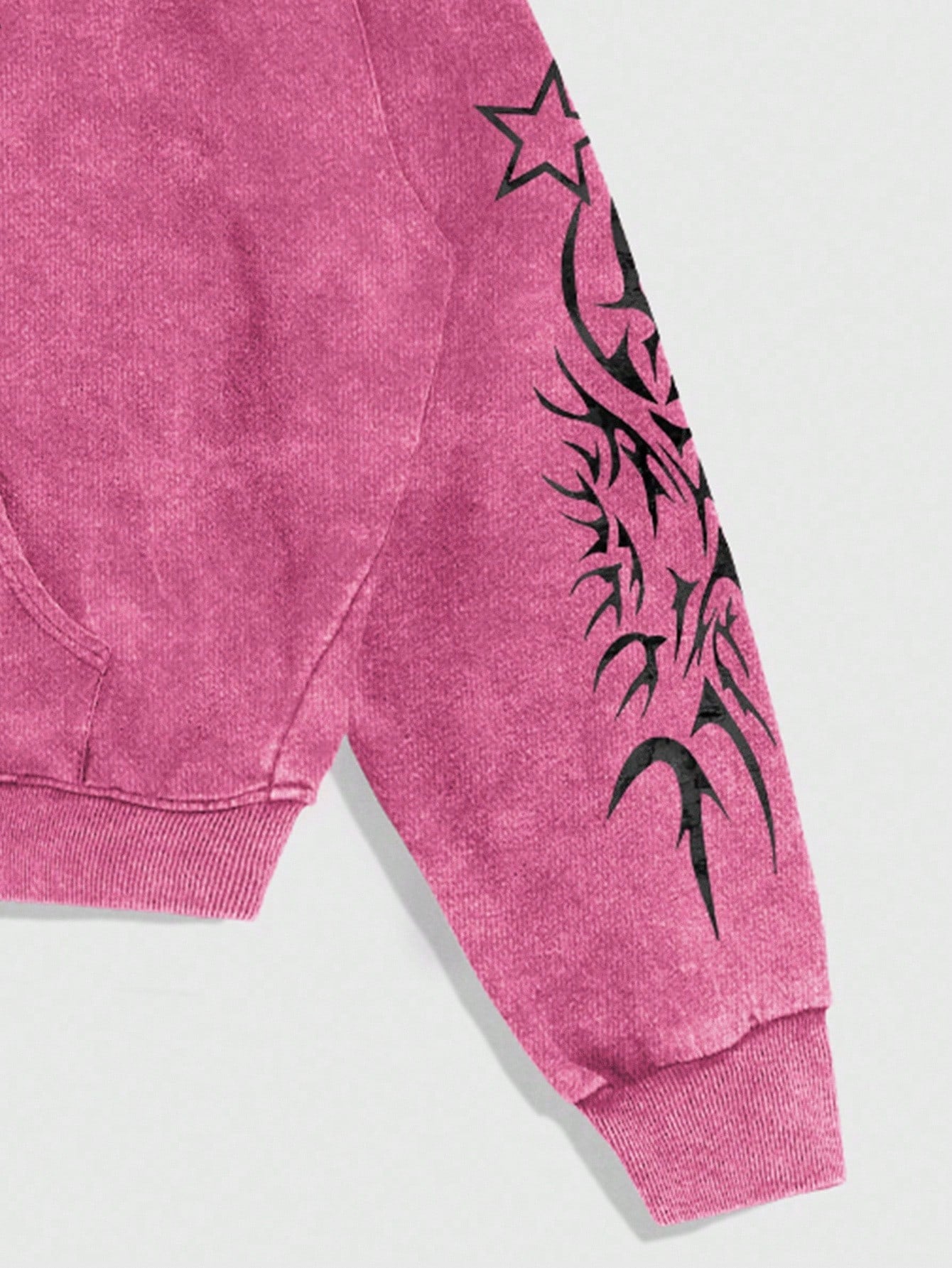 Gothic Acid Wash Pink Zip Hoodie Y2K Graphic